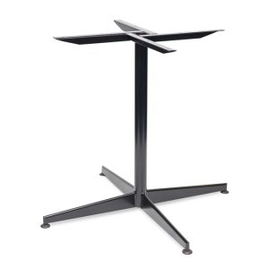 Black 4-leg wide table base with cross-style top plate, designed for commercial hospitality use in dining areas, cafés, bistros, and restaurants. Offers stable support for square or round tabletops.