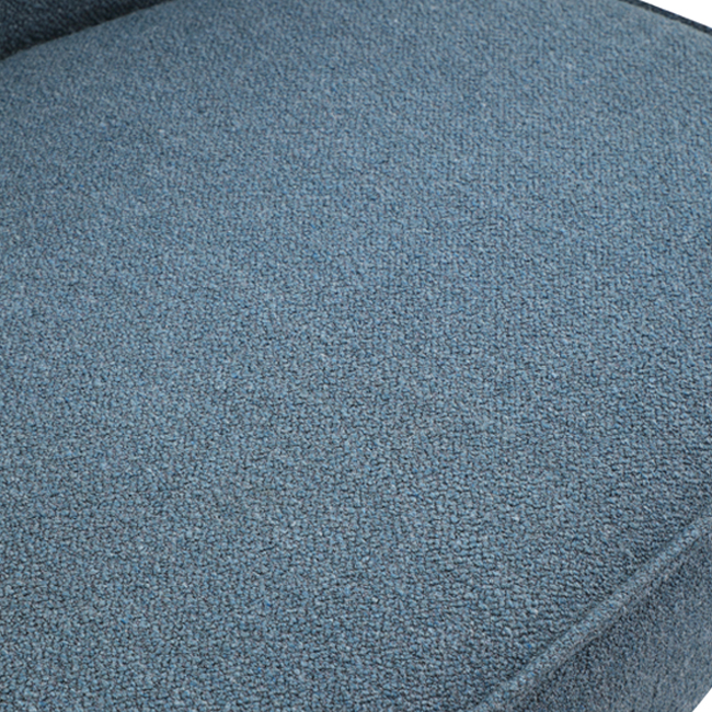 Modern blue lounge chair with curved backrest, textured upholstery, and cushioned metal armrests – a durable, commercial-grade seating solution ideal for commercial venues including hotels, pubs, gaming rooms, hospitality lounges, waiting areas, lobbies or reception areas